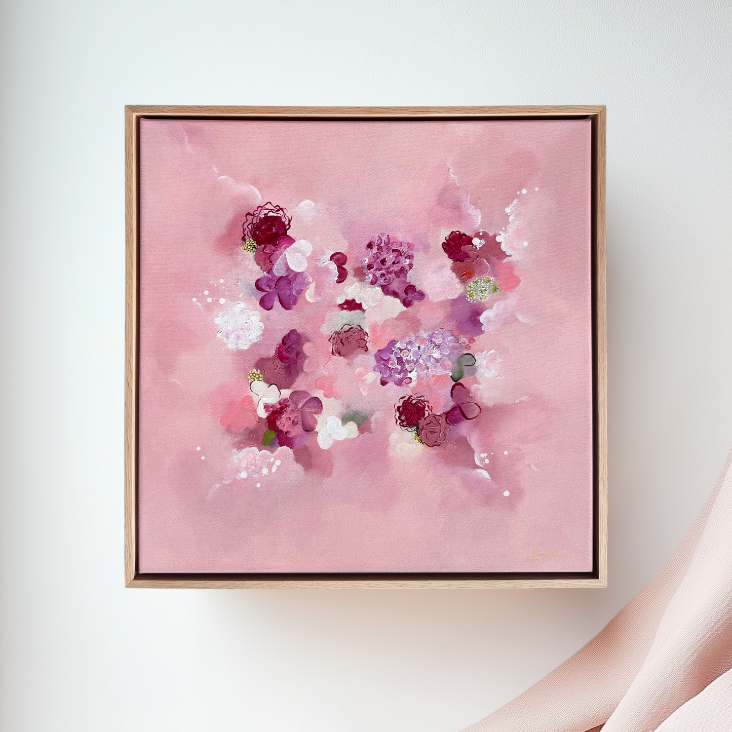 Floral abstract art by Inna Barac with gentle colors and intricate flowers