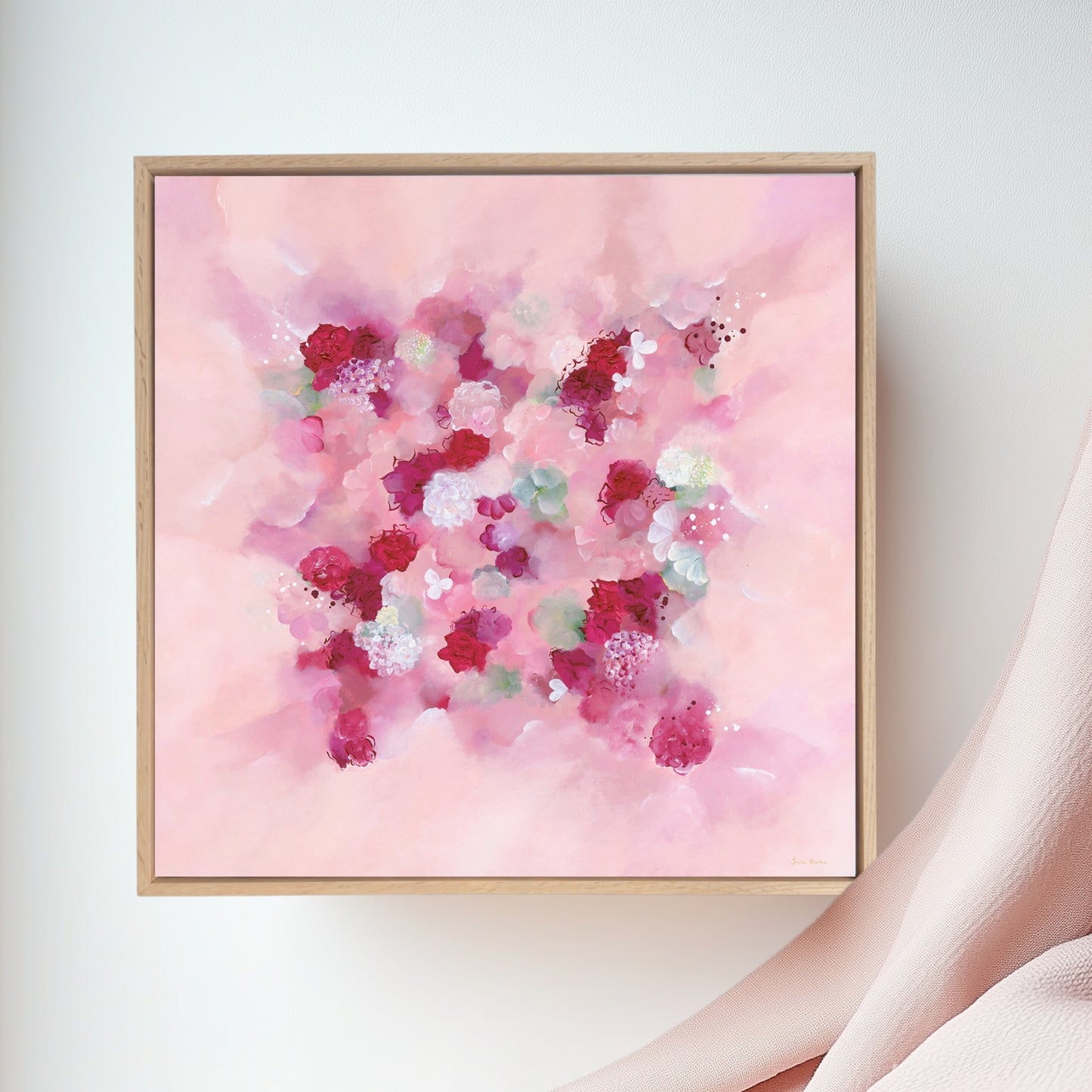 pink floaral painting