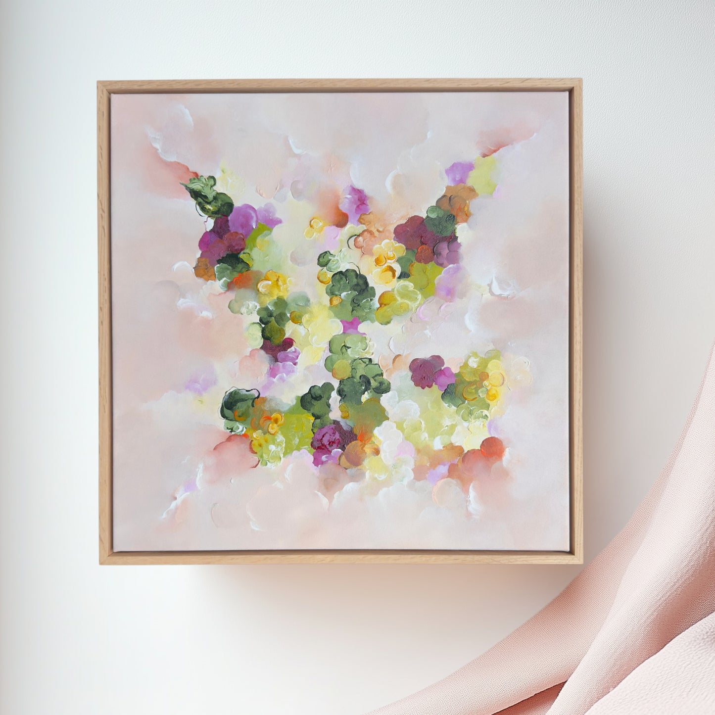 Original art featuring greens, yellows and earth tones.