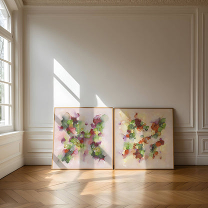 ~ When time Stands Still & Pretty in Pink ~ Square set of 2 Canvas Prints