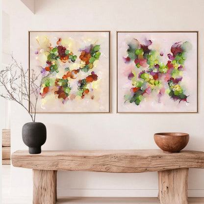 ~ When time Stands Still & Pretty in Pink ~ Square set of 2 Canvas Prints