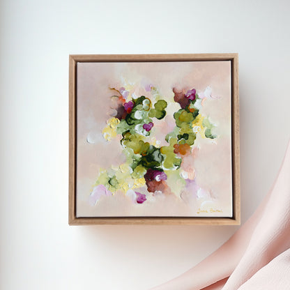Abstract original art featuring greens, yellows and browns 