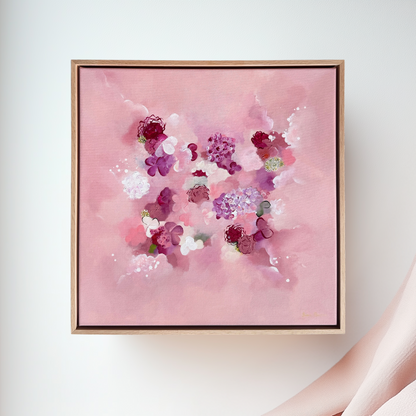 Floral abstract art by Inna Barac with gentle colors and intricate flowers