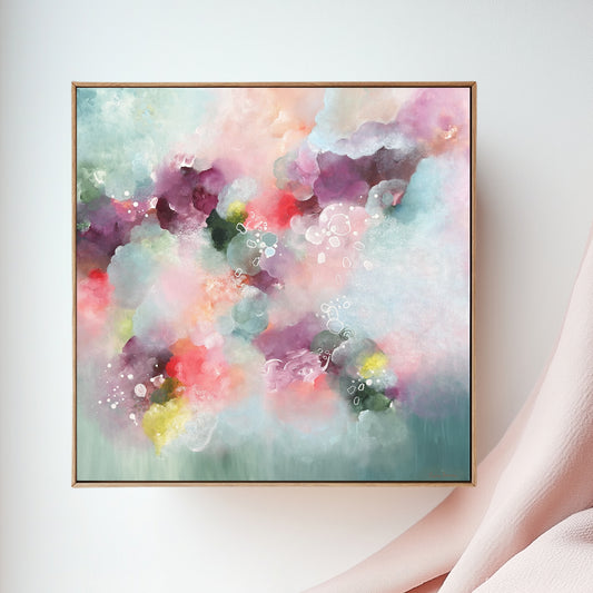 Calming blue green original abstract artwork