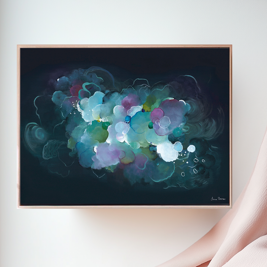 Blue Green floral art