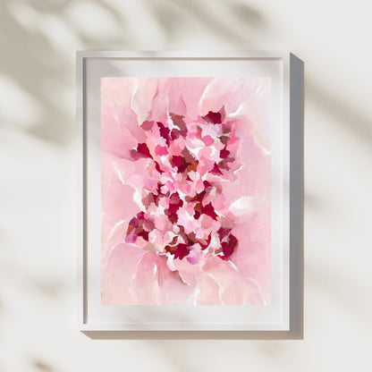 vibrant abstract paper print by Inna Barac. Pinks and magentas. 