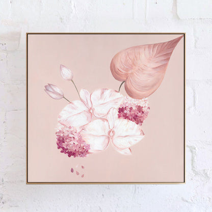 Neutral floral art canvas art print
